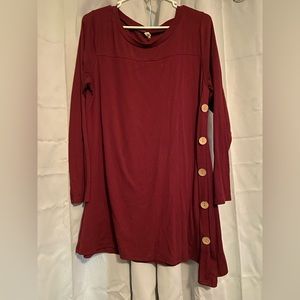 Amazon L/XL long sleeve Tunic - Color Burgundy/Maroon.